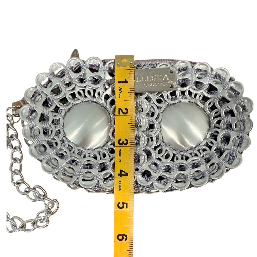 Walleska Ecochicc Silver Soda Tab Boombox Crochet Wristlet Clutch Bag Brazil - Picture 7 of 12